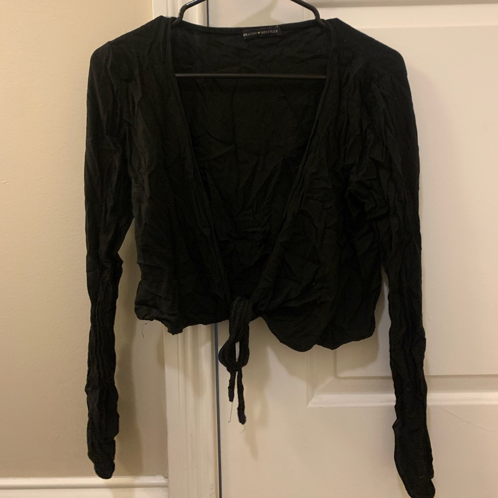 Long sleeve black BRANDY tie top